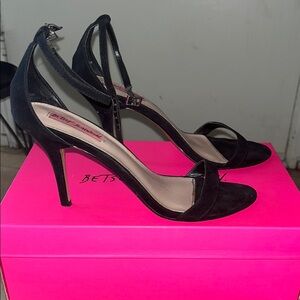 Betsey Johnson Black Ankle Strap Heels